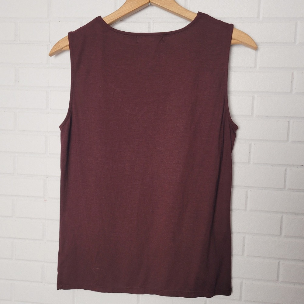 Vintage 2000s Lauren Ralph Lauren Tank Top M Plum Aubergine Lace Trim Cami - Picture 10 of 10